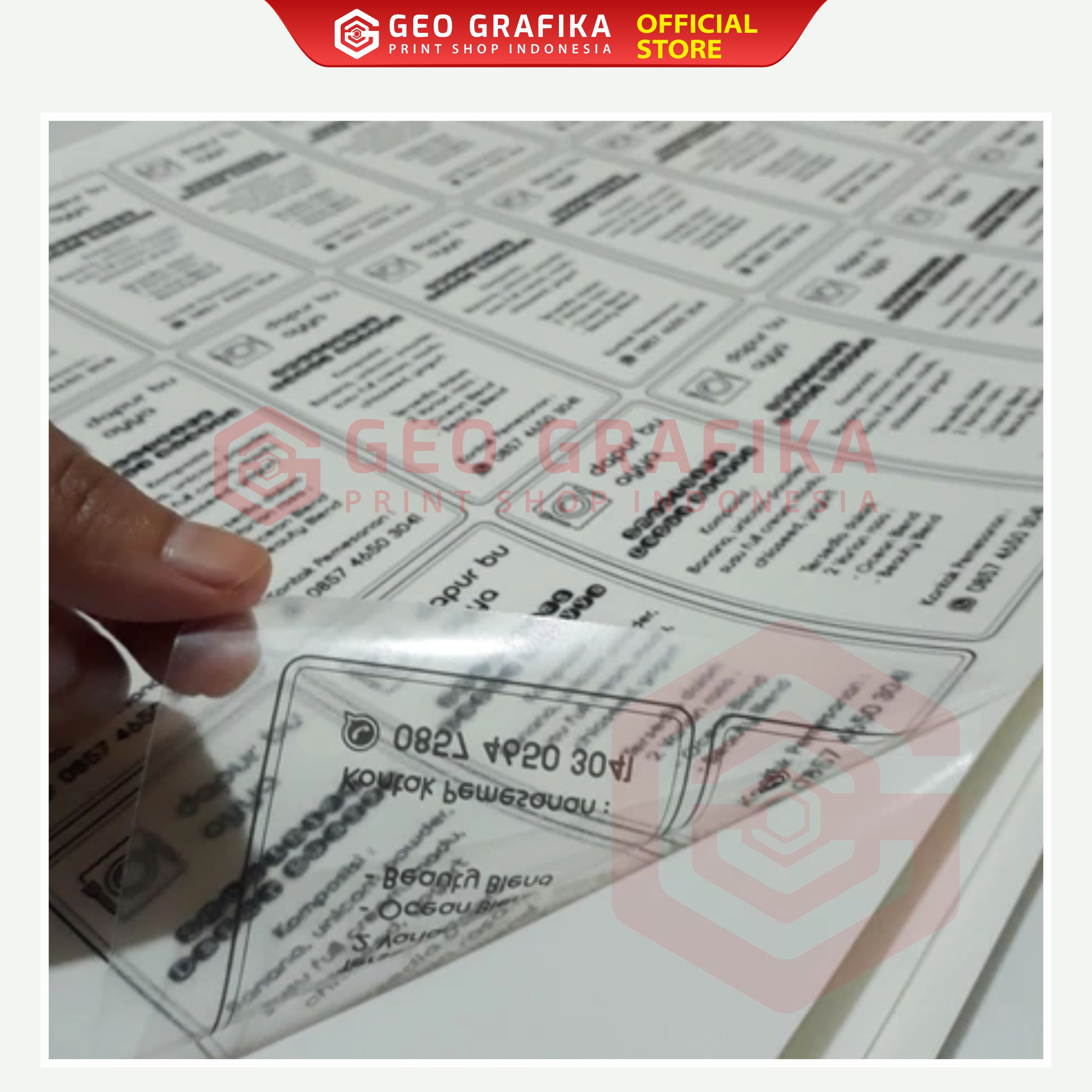Cetak Sticker Vinyl Transparan Lembaran A3+ Digital Printing Full Color - Geo Grafika