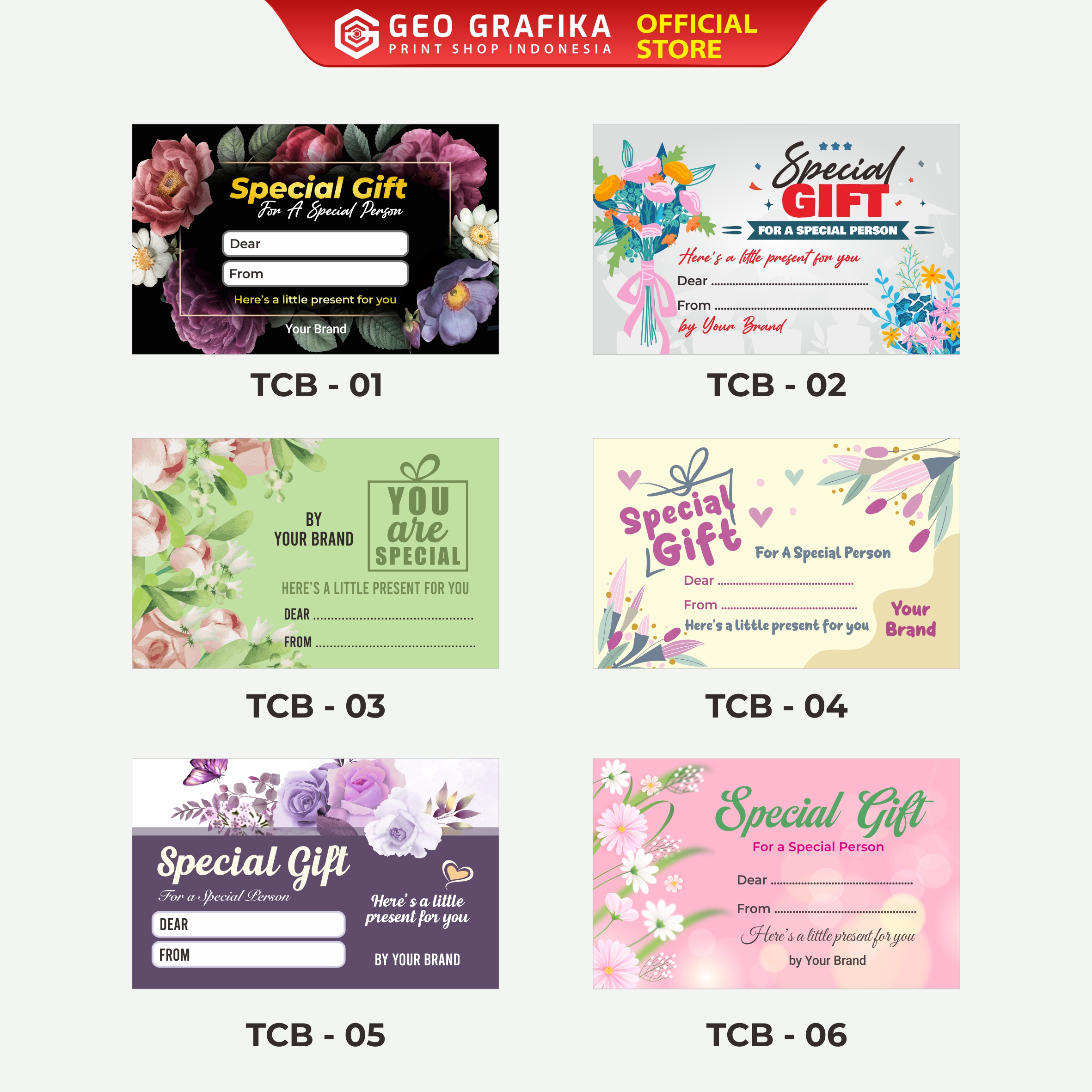 Kartu Ucapan Bouquet Custom - Geo Grafika
