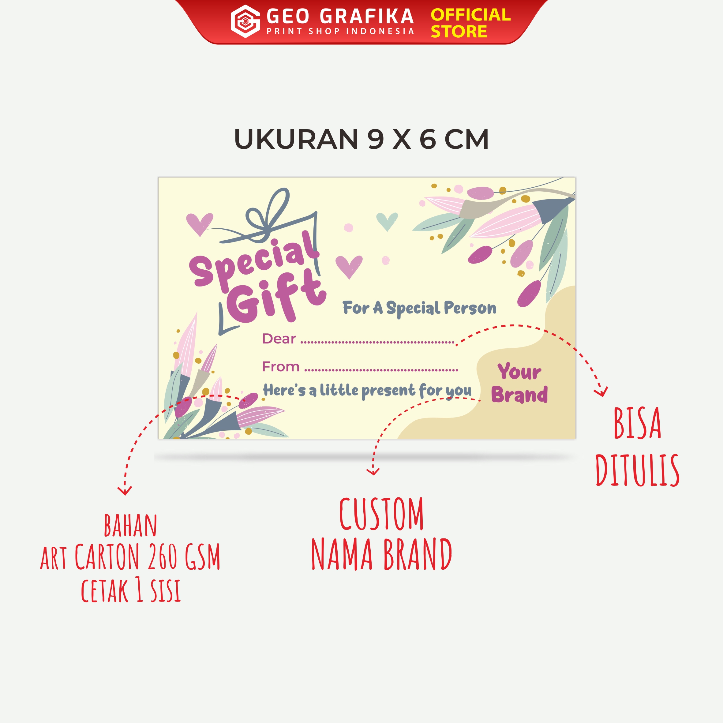 Kartu Ucapan Bouquet Custom - Geo Grafika