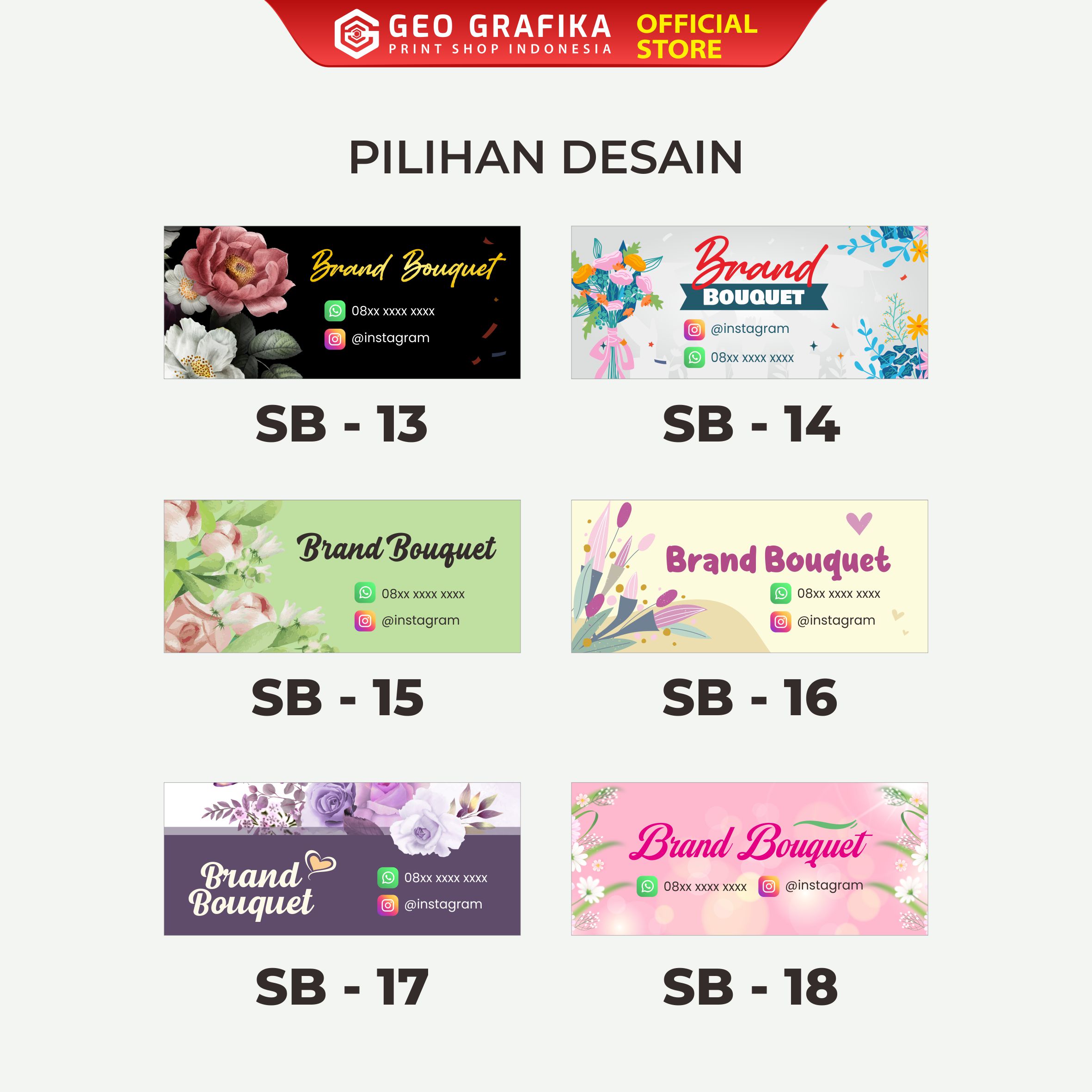 Stiker Bouquet Custom Nama - Geo Grafika