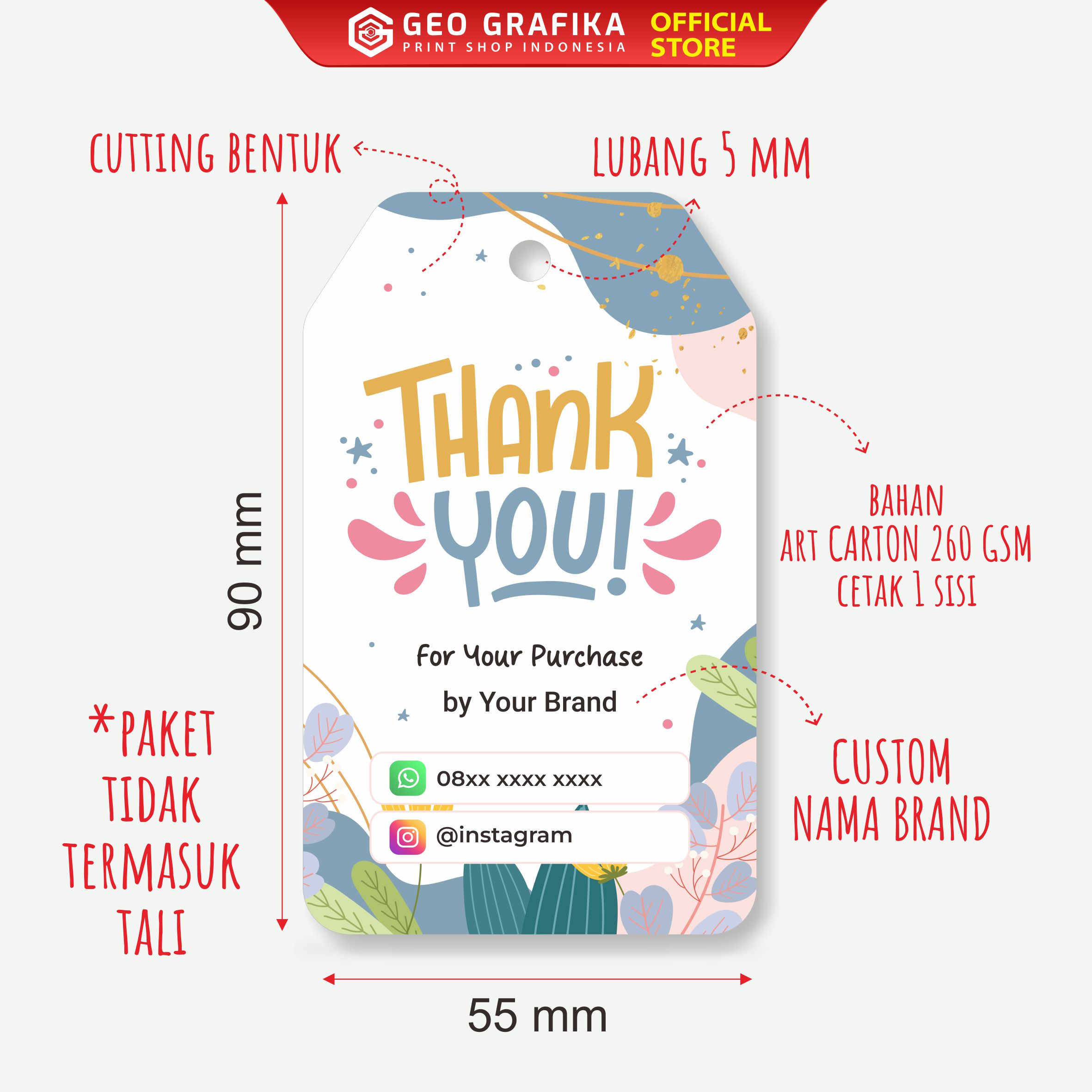 Hangtag Brand Bouquet Custom Nama Brand - Geo Grafika
