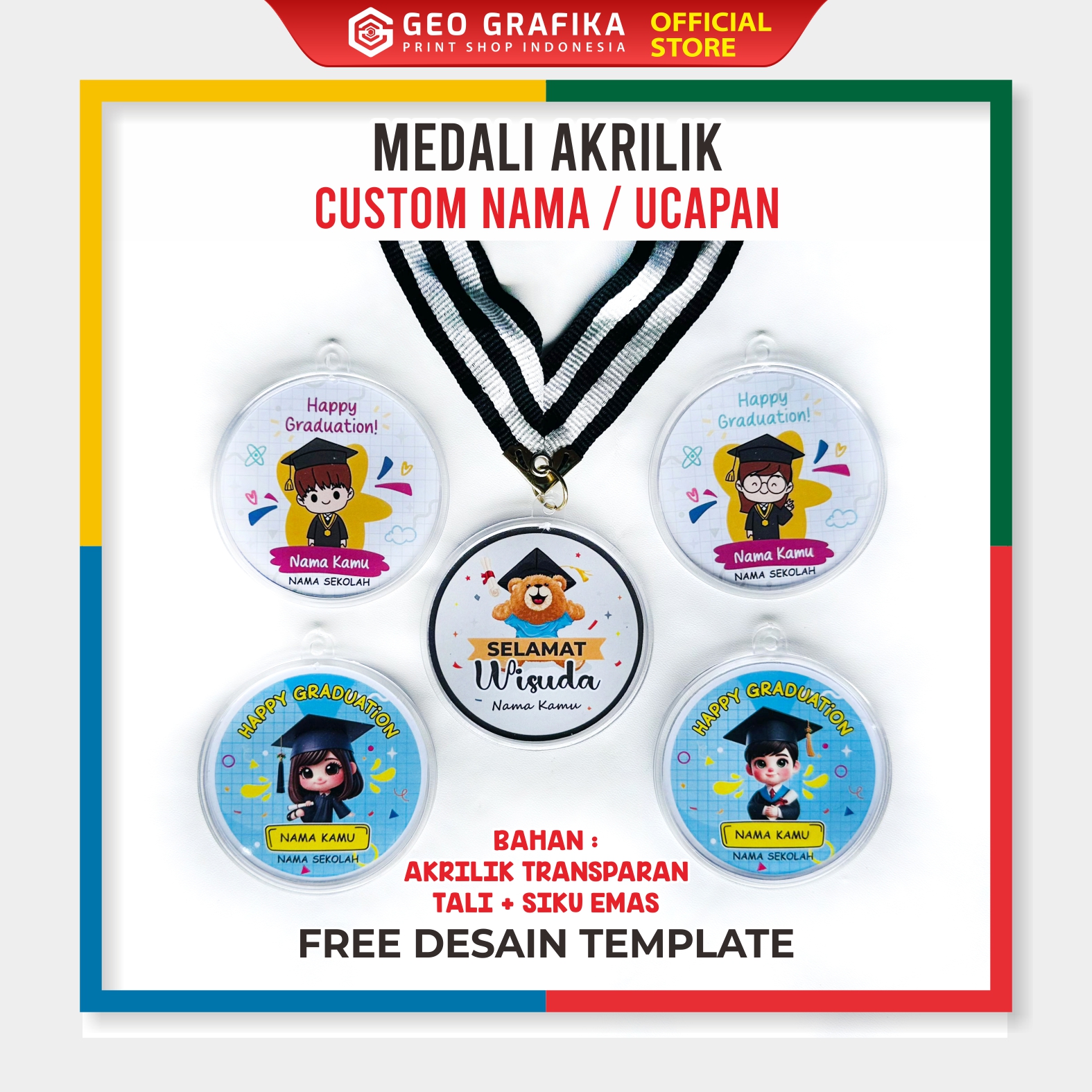 Medali Akrilik Custom Nama / Ucapan - Geo Grafika