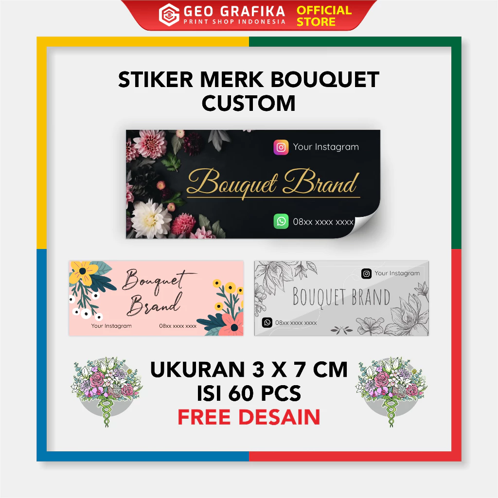 Geo Grafika Stiker Bouquet Custom 3x7 cm