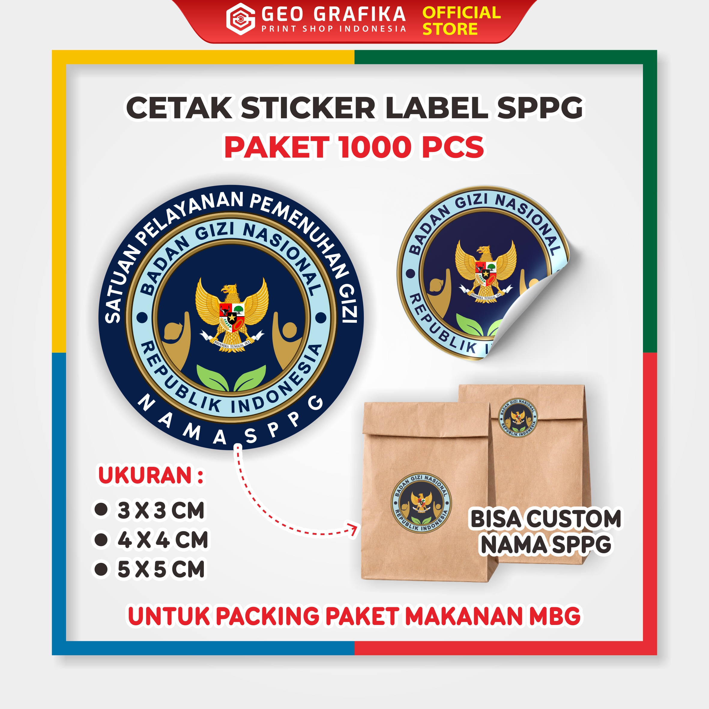 CETAK STICKER LABEL LOGO SPPG PAKET 1000 PCS | CUSTOM NAMA SPPG - GEO GRAFIKA