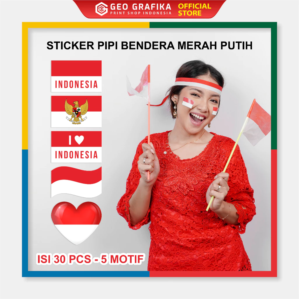 Stiker Pipi HUT RI Bendera Merah Putih / Stiker Kemerdekaan Indonesia / Pancasila / I Love Indonesia