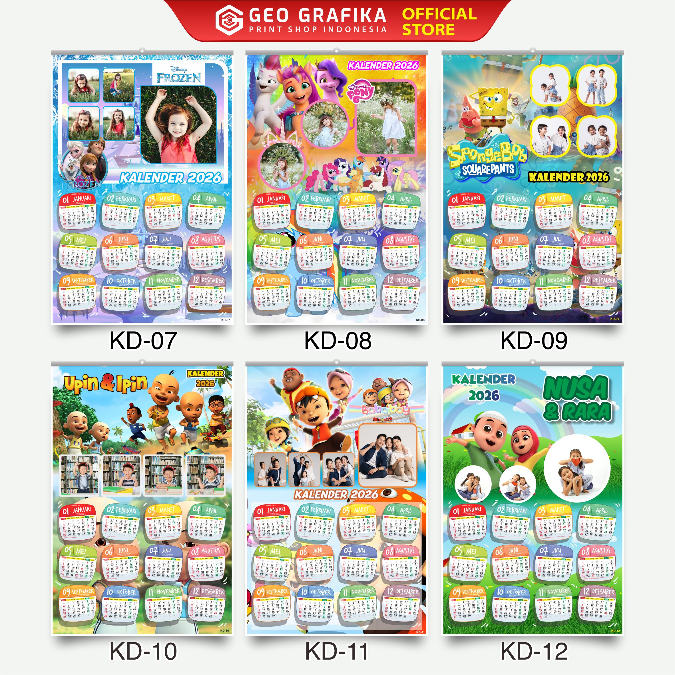 Cetak Kalender Dinding Custom Foto 2026 Free Desain - Geo Grafika