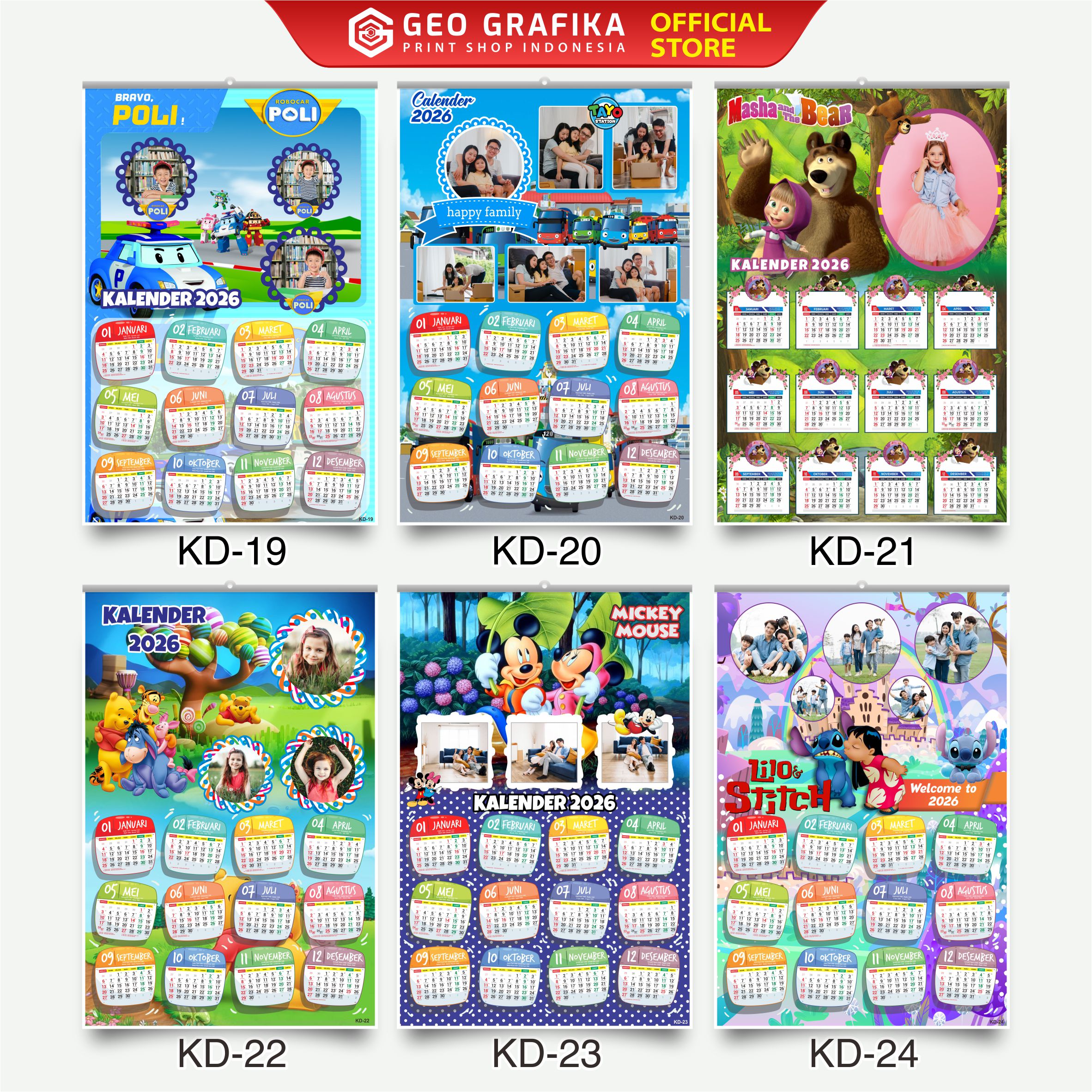 Cetak Kalender Dinding Custom Foto 2026 Free Desain - Geo Grafika