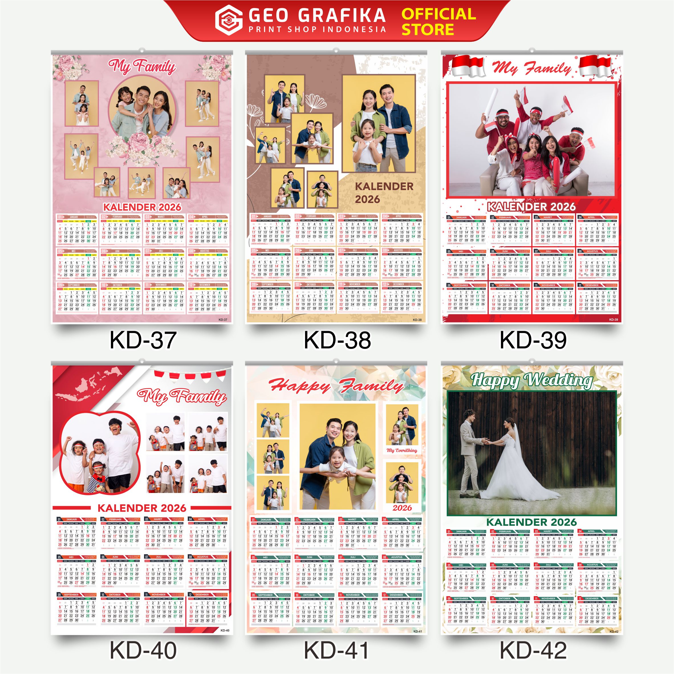 Cetak Kalender Dinding Custom Foto 2026 Free Desain - Geo Grafika