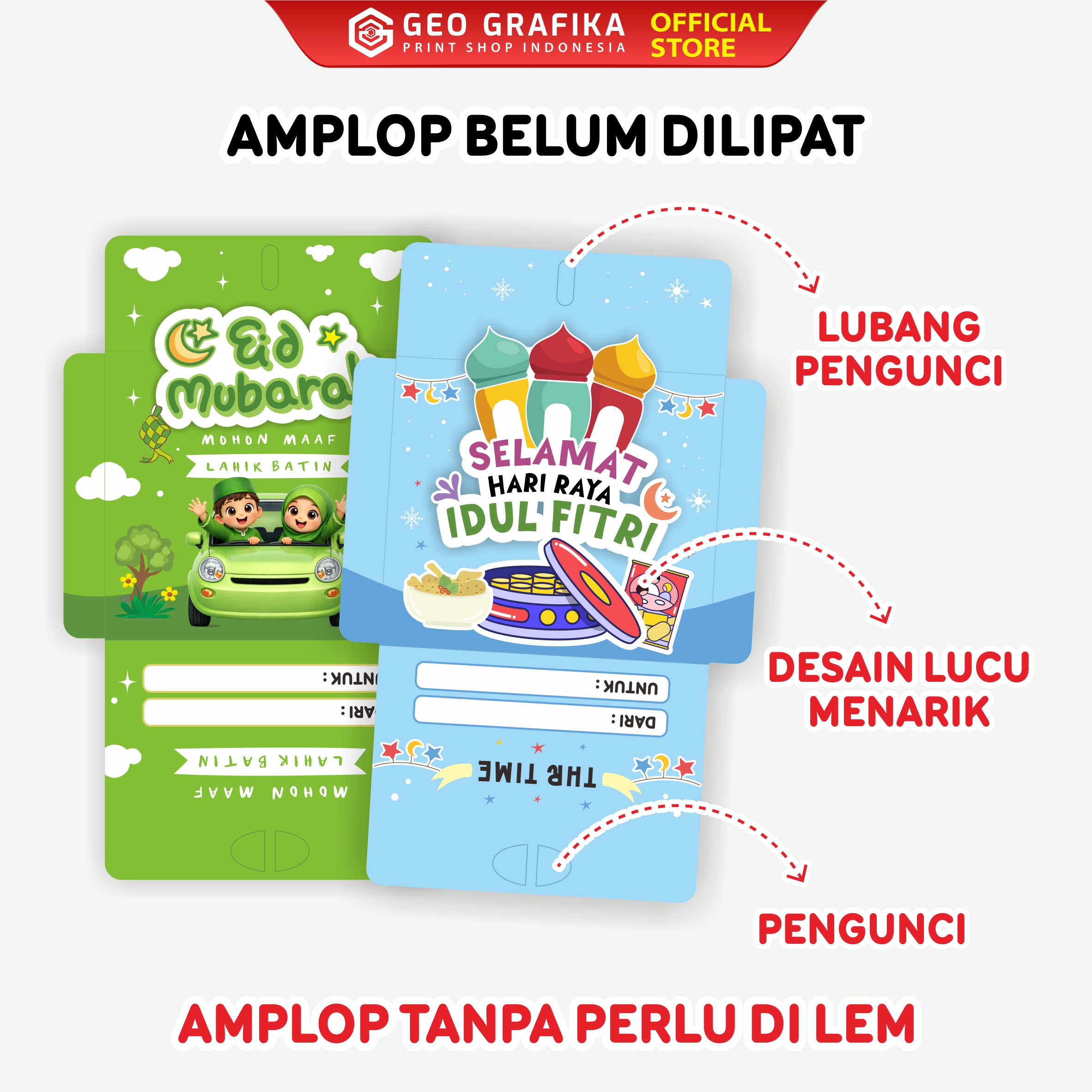 Amplop Lebaran Idul Fitri Premium 3D – Tanpa Lem | Isi 18 pcs - Geo Grafika