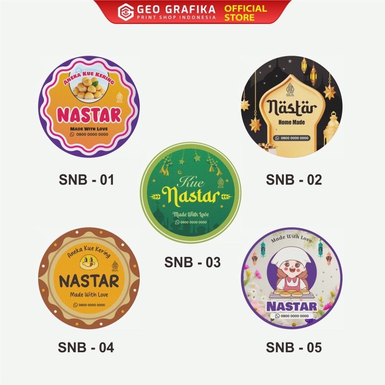 Stiker Toples Bulat Kue Lebaran Custom Nama / Brand - Geo Grafika
