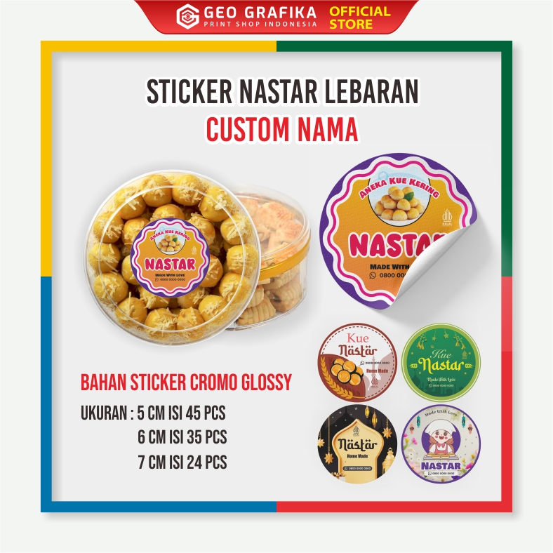 Stiker Toples Bulat Kue Lebaran Custom Nama / Brand - Geo Grafika