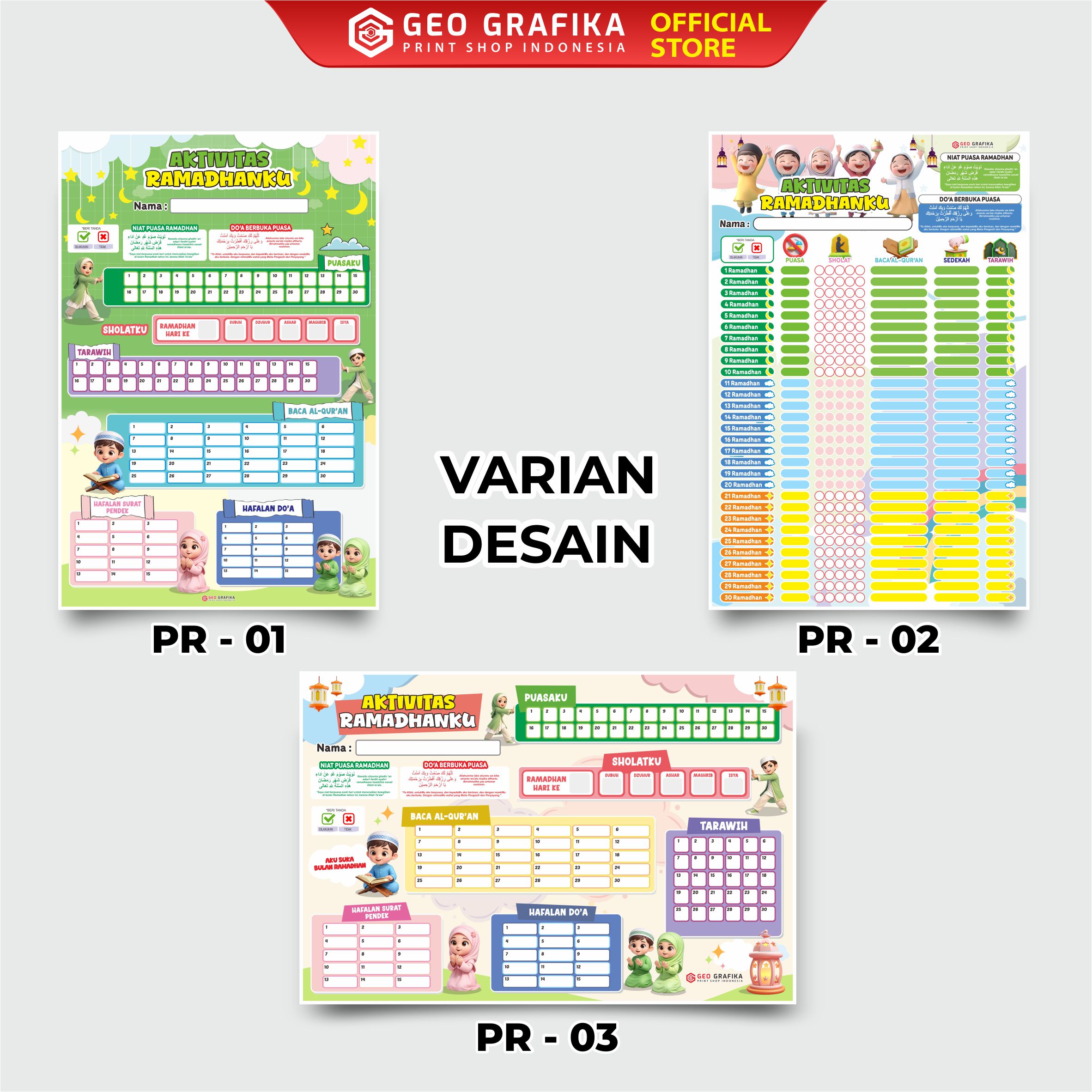 Poster Ceklis Aktivitas Ramadhan Anak | Wipe & Clean | Edukatif Islami | Free Spidol - GEO GRAFIKA