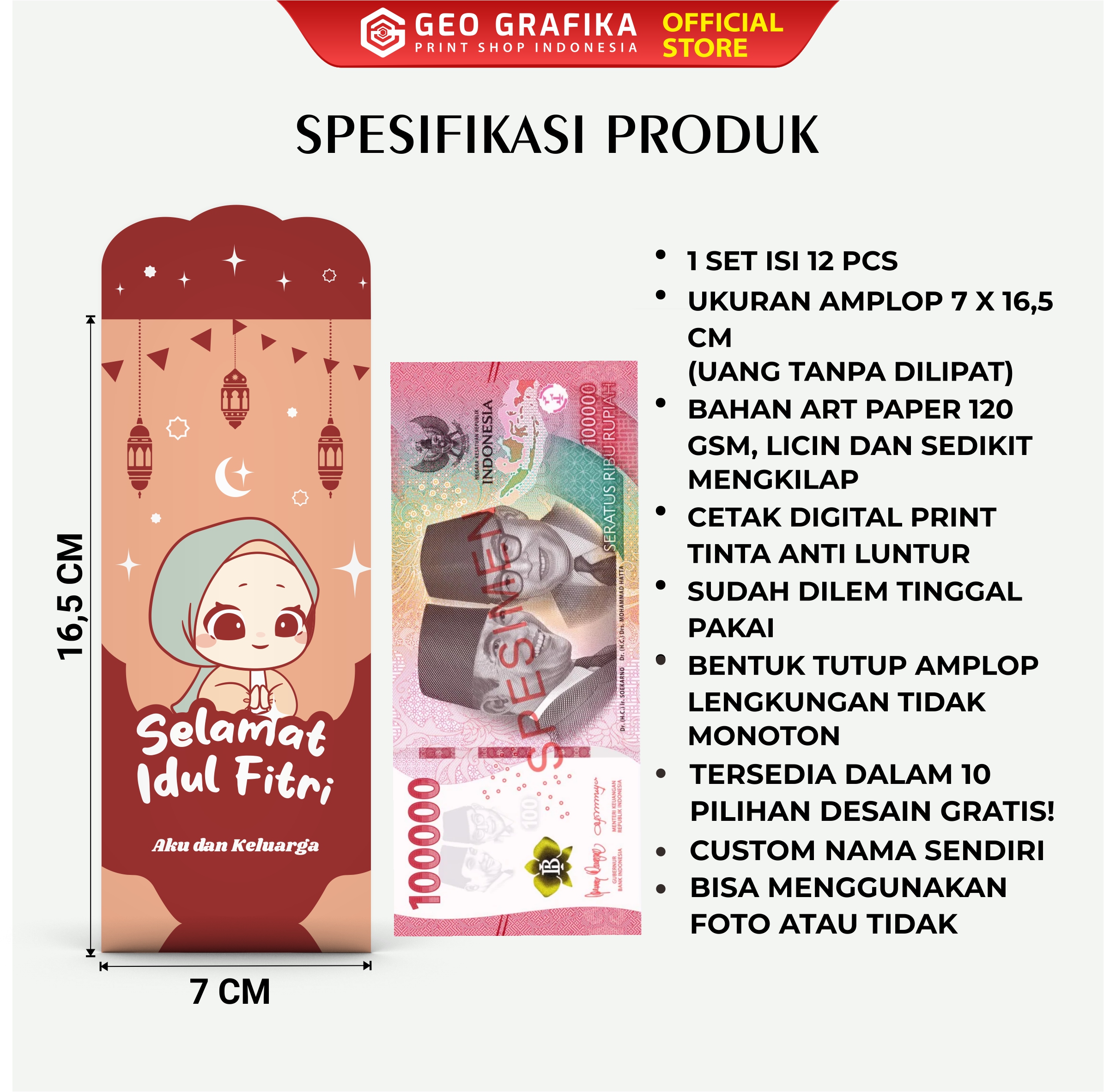 AMPLOP ANGPAU LEBARAN CUSTOM NAMA & FOTO UKURAN JUMBO (isi 12 pcs)