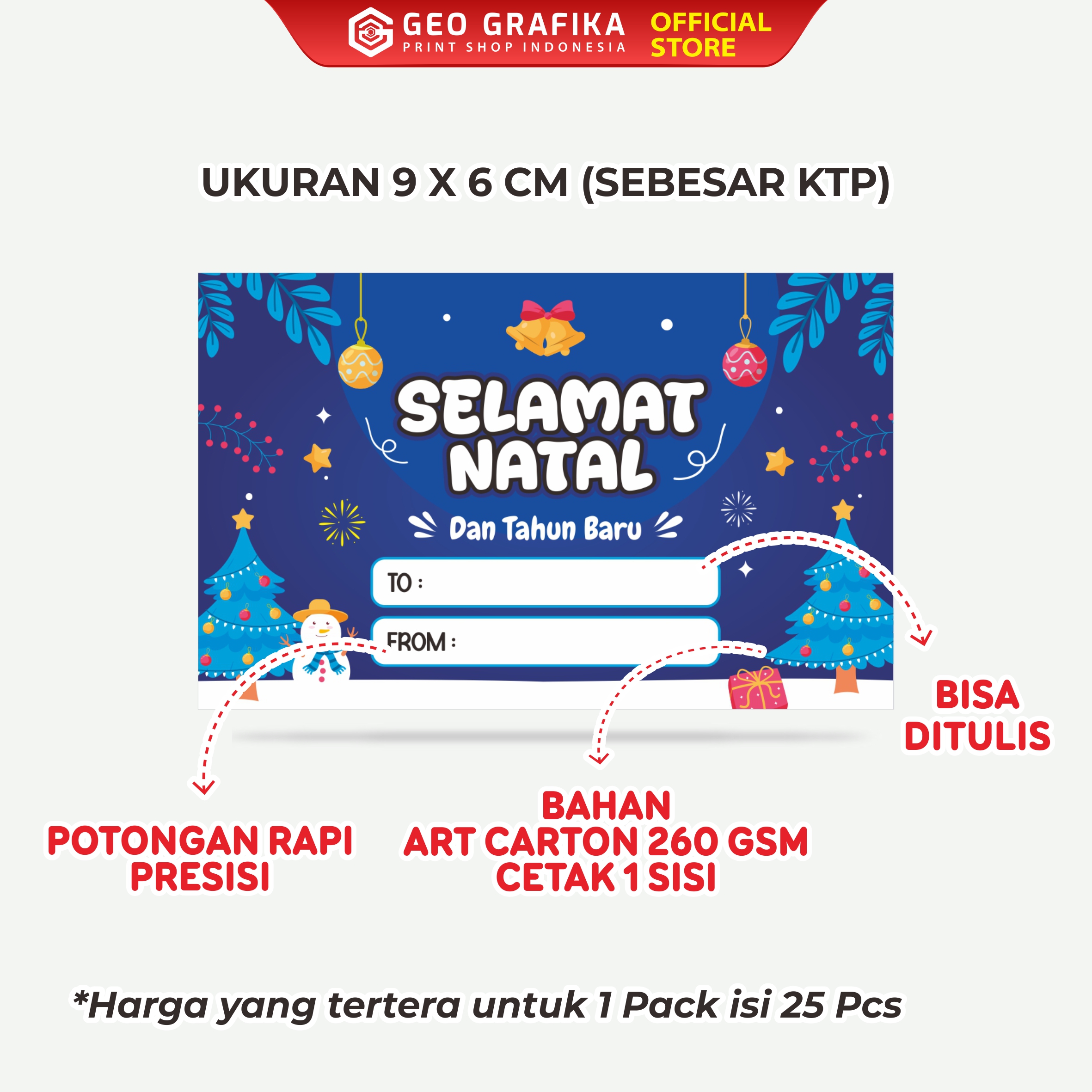Kartu Ucapan Natal Christmas Isi 25 Pcs - Geo Grafika