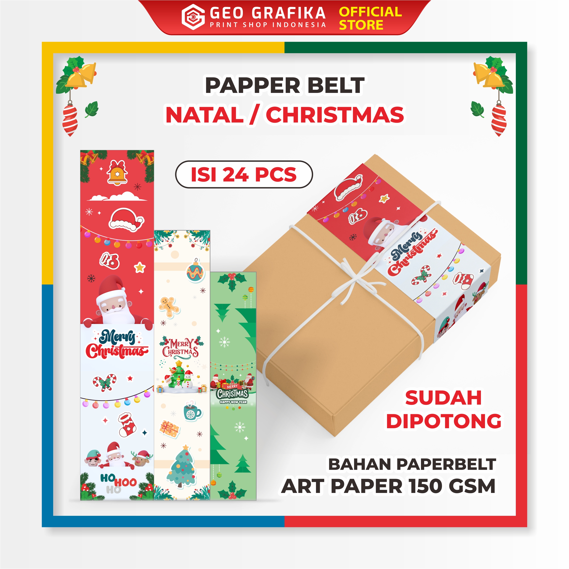 Paper Belt Hampers Natal Christmas - Geo Grafika