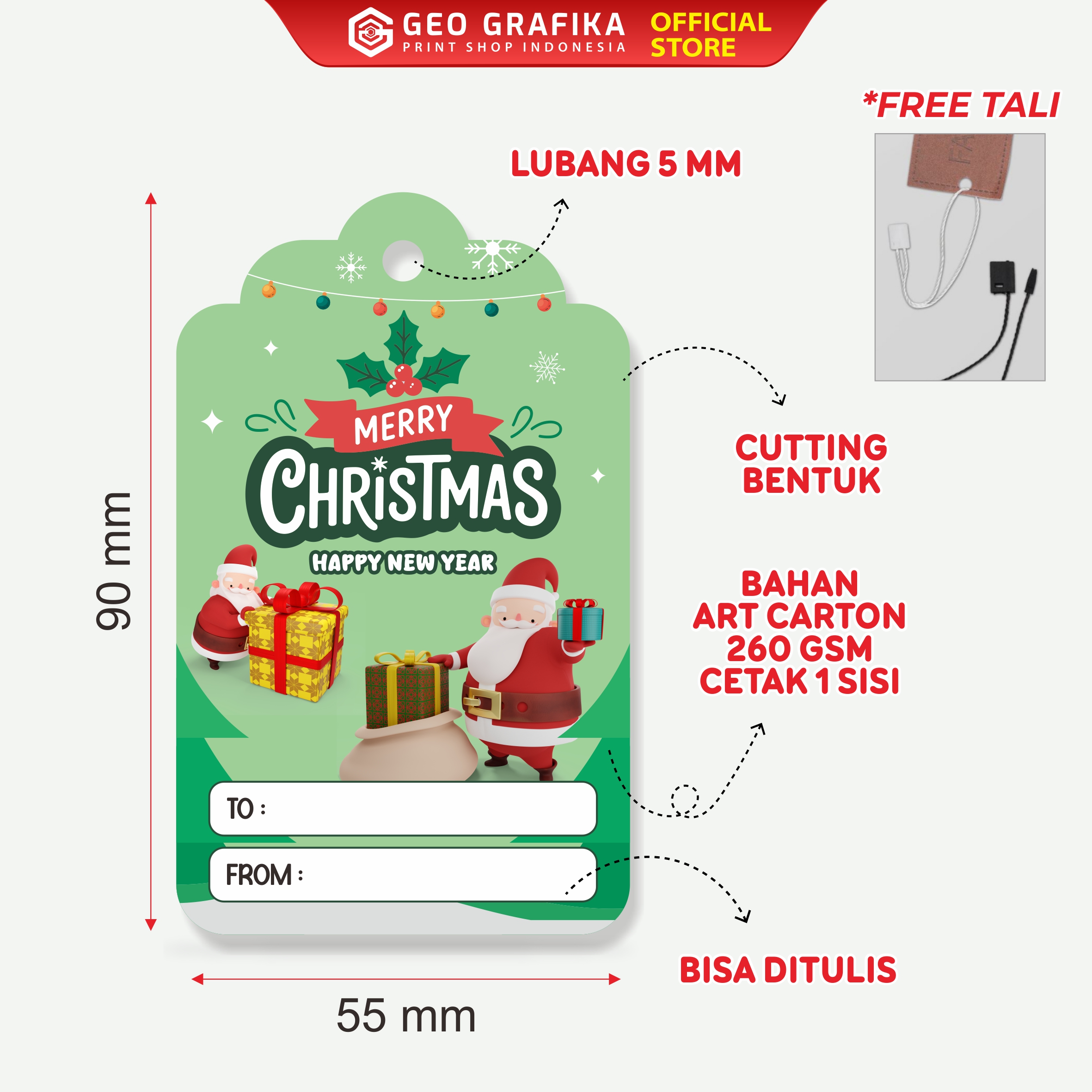 Hangtag Natal Christmas Isi 25 Pcs - Geo Grafika