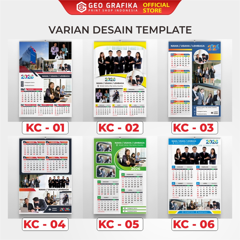 50 Pcs Cetak Kalender Dinding 2026 Custom - Geo Grafika
