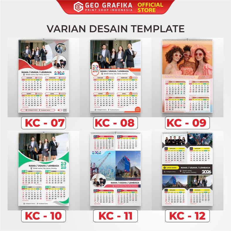 50 Pcs Cetak Kalender Dinding 2026 Custom - Geo Grafika