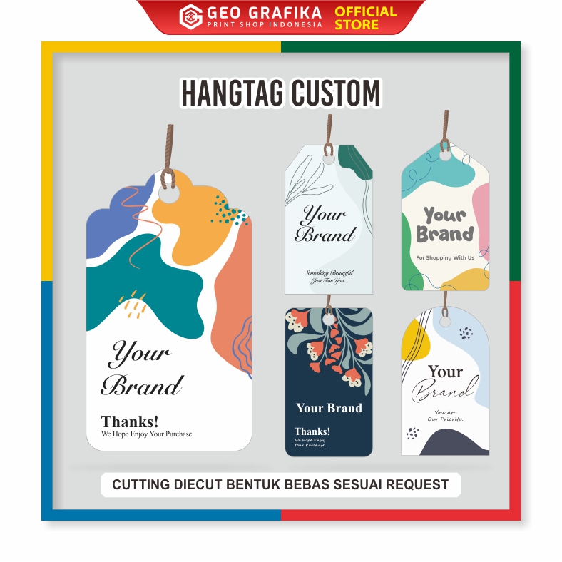 Cetak Hangtag Custom Desain dan Bentuk - Geo Grafika