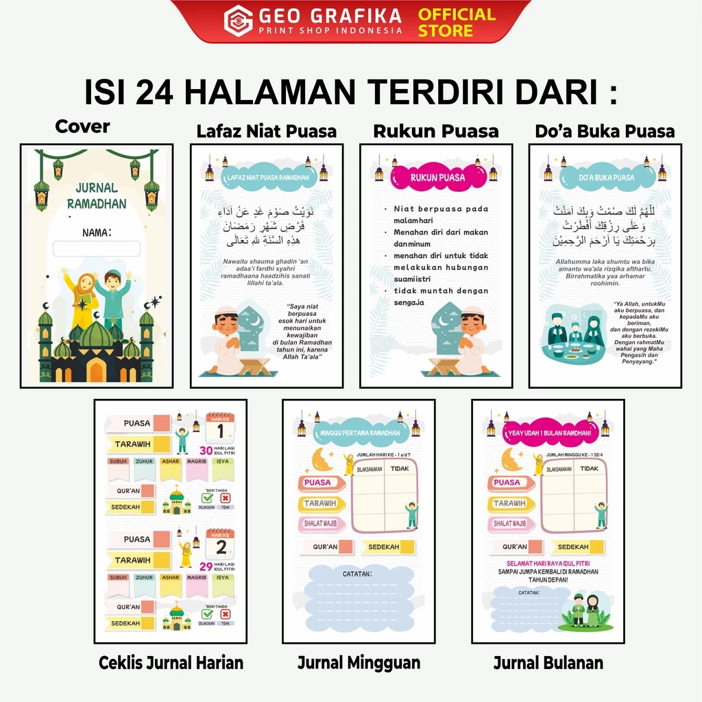 Agenda Ramadan Mini Standing Kalender dengan Jurnal dan Ceklis - Geo Grafika