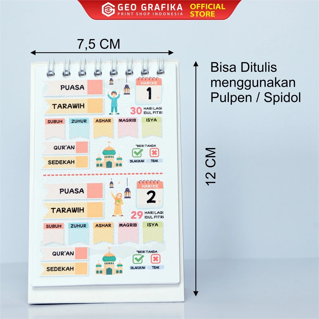 Agenda Ramadan Mini Standing Kalender dengan Jurnal dan Ceklis - Geo Grafika
