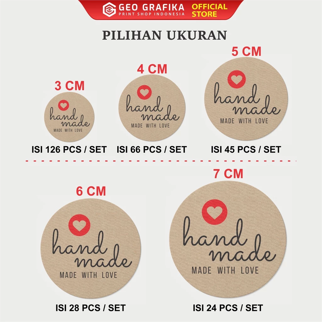 Sticker Craft Hand Made With Love Label Craft Coklat - Geo Grafika