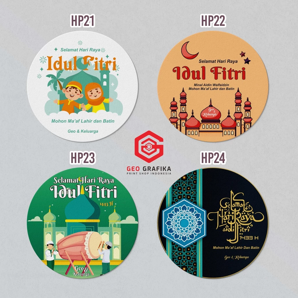 Geo Grafika - Sticker Hampers Lebaran Idul Fitri Custom Nama Uk. 7 cm (isi 24 pcs)