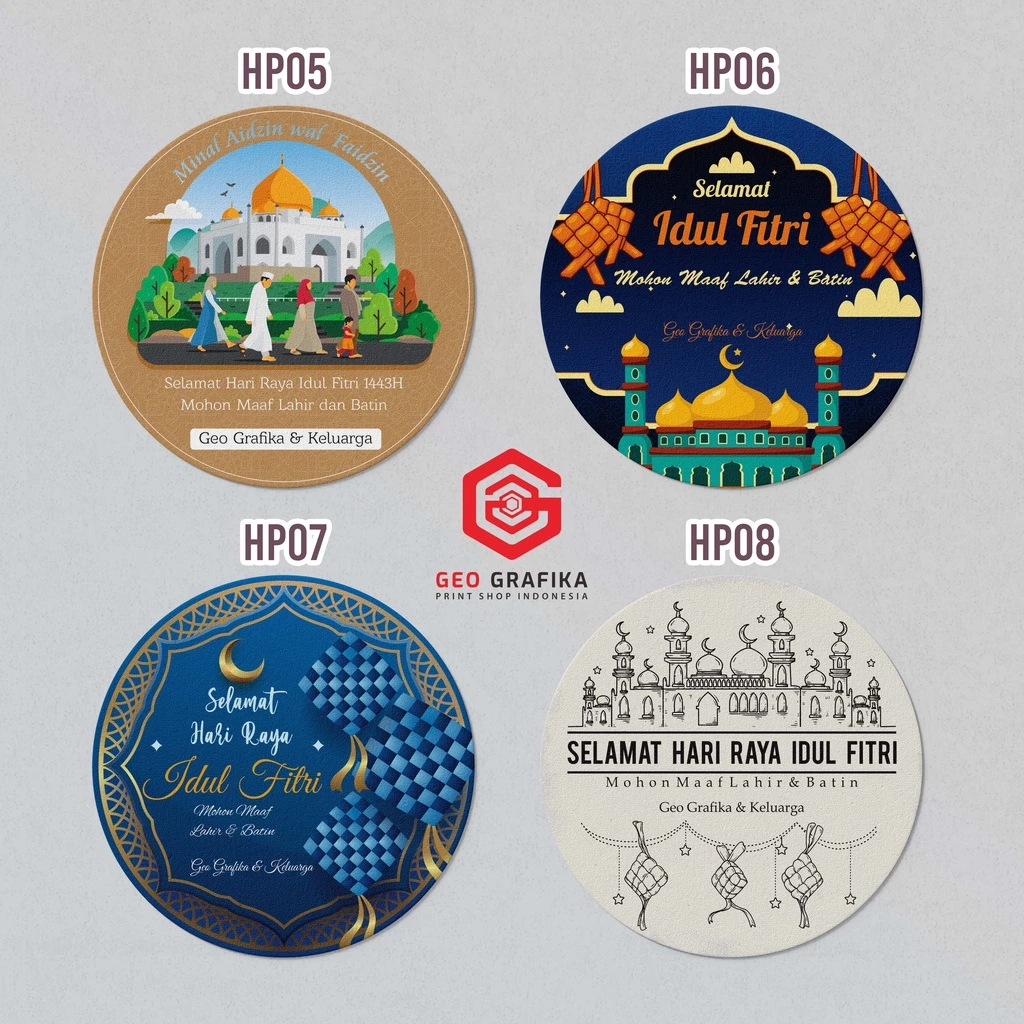 Geo Grafika - Sticker Hampers Lebaran Idul Fitri Custom Nama Uk. 7 cm (isi 24 pcs)