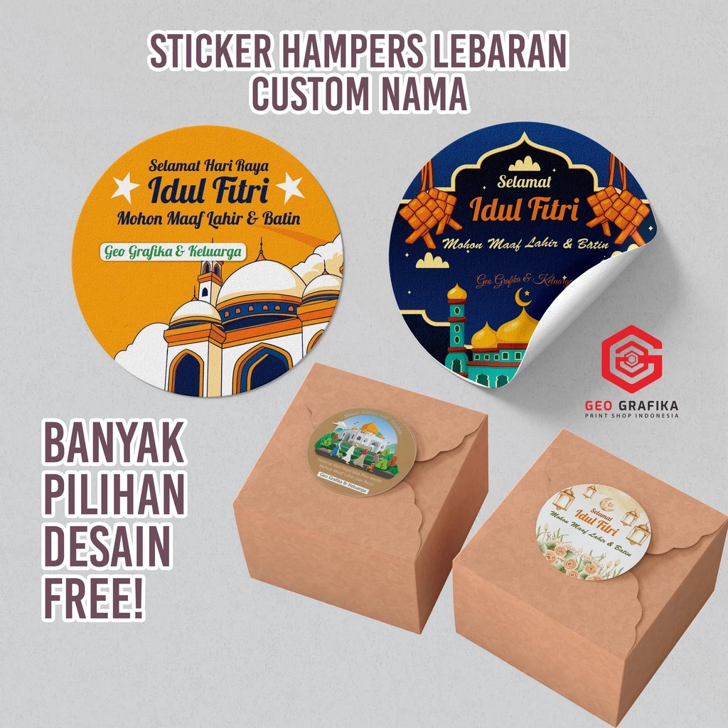 Geo Grafika - Sticker Hampers Lebaran Idul Fitri Custom Nama Uk. 7 cm (isi 24 pcs)