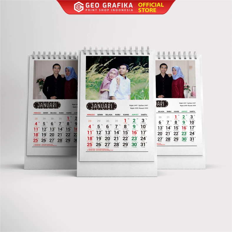 Kalender Meja Mini Kalender Duduk Mini Custom Foto Sendiri Tahun 2026 - Geo Grafika