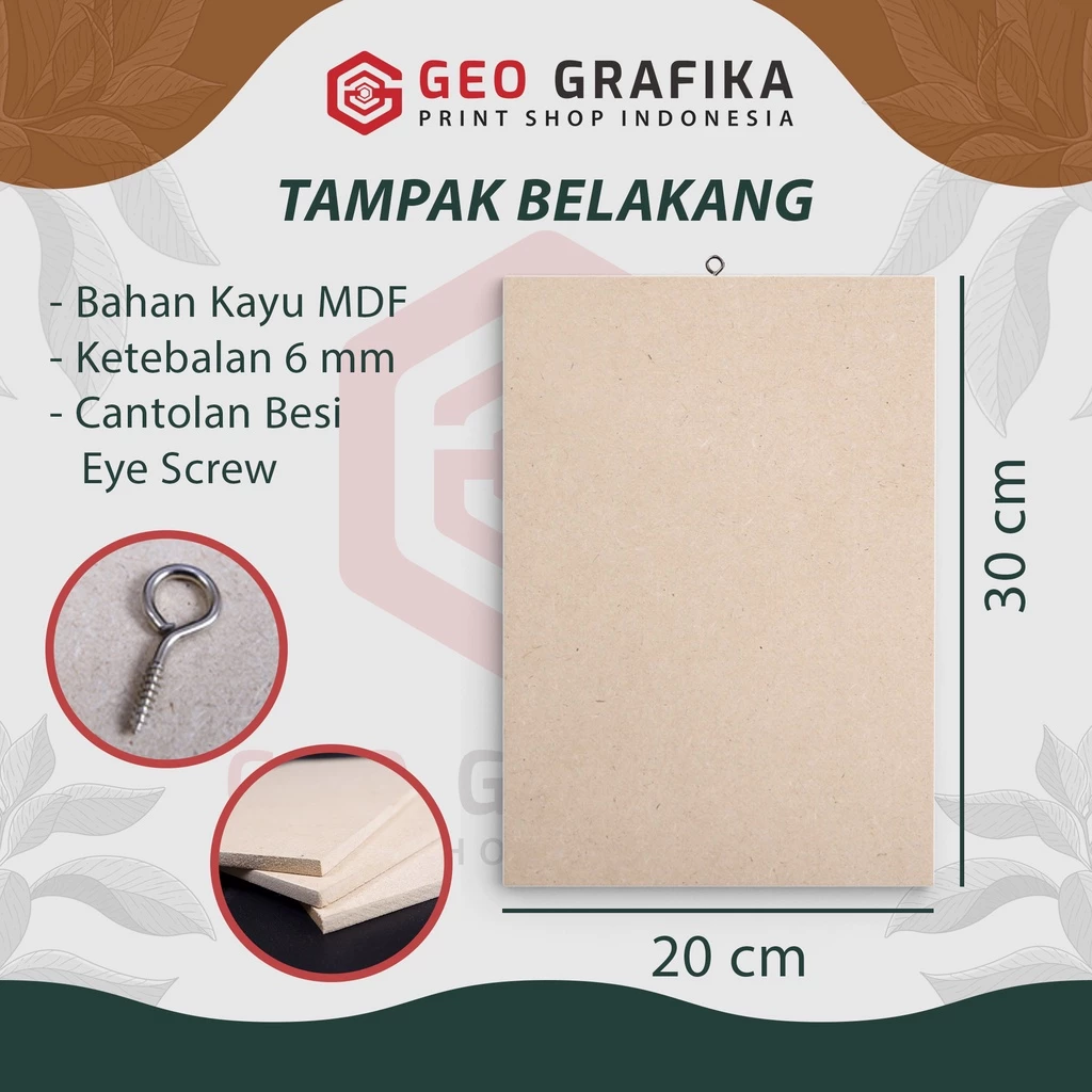 Geo Grafika - Cetak Foto Bingkai MDF 20X30 CM Custom