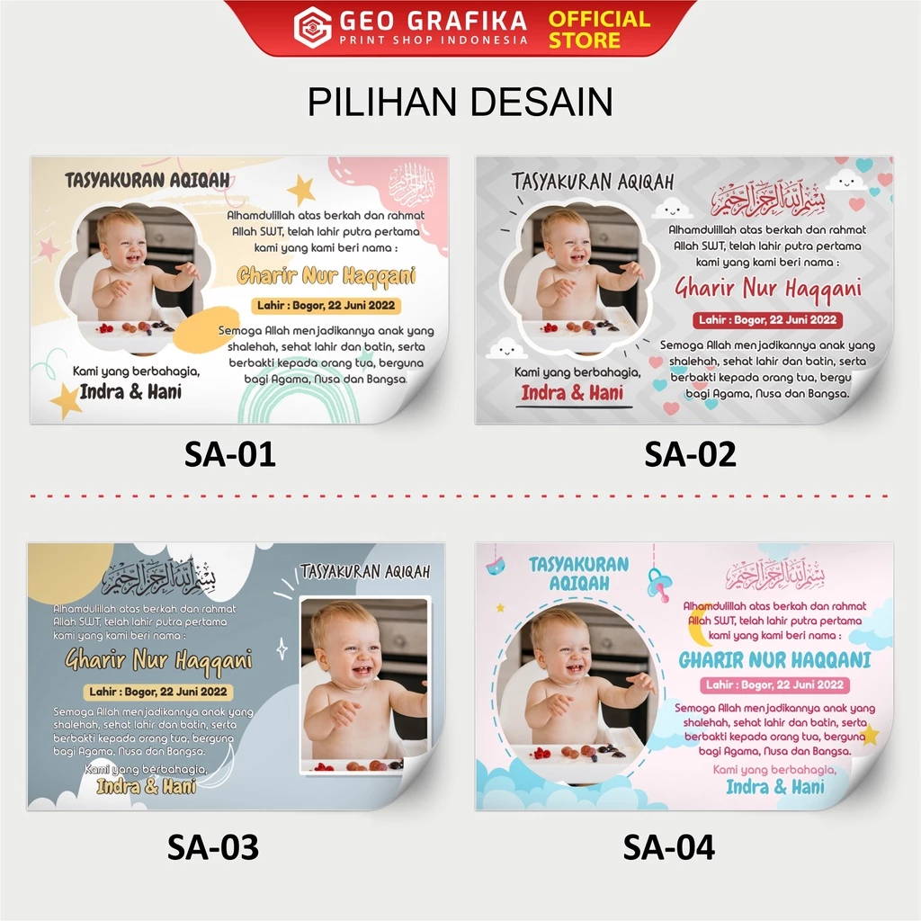 Sticker Tasyakuran Aqiqah Custom Isi 25 pcs - Geo Grafika