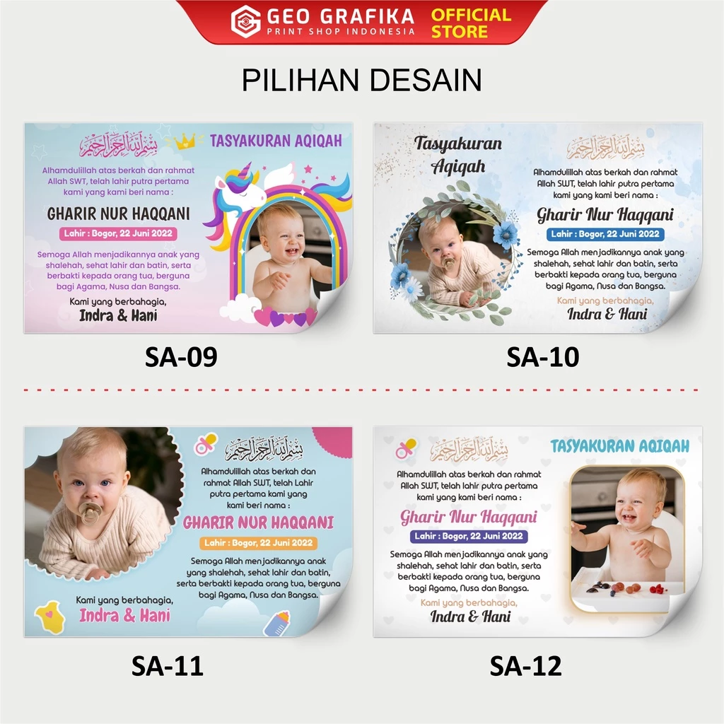 Sticker Tasyakuran Aqiqah Custom Isi 25 pcs - Geo Grafika