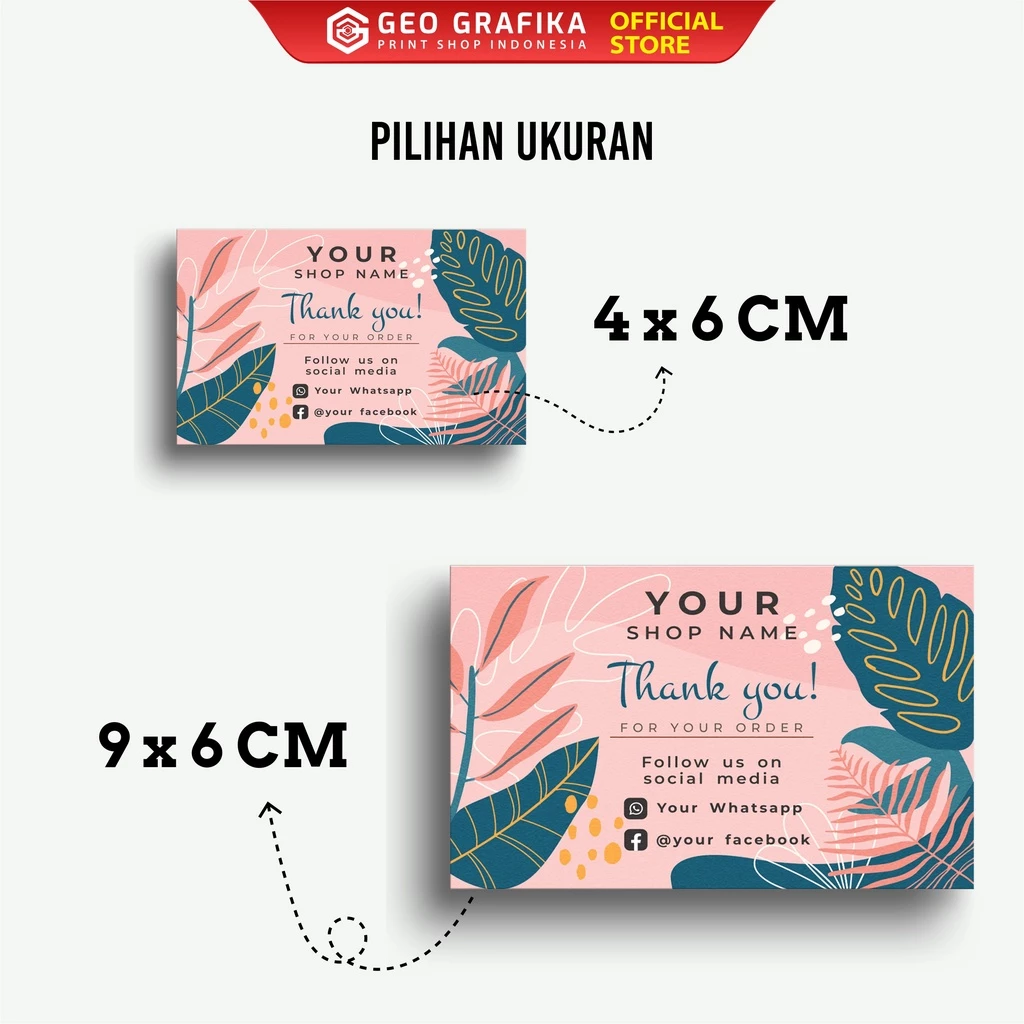 Thank You Card / Kartu Ucapan Terima Kasih Aesthetic Online Shop Custom Free Desain - Geo Grafika