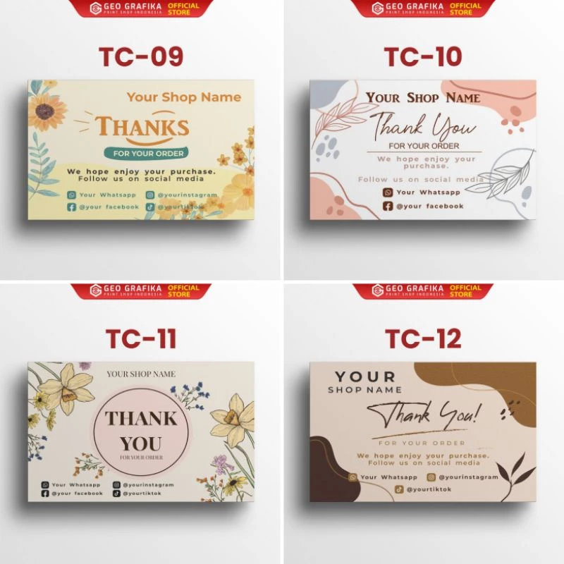 Thank You Card / Kartu Ucapan Terima Kasih Aesthetic Online Shop Custom Free Desain - Geo Grafika