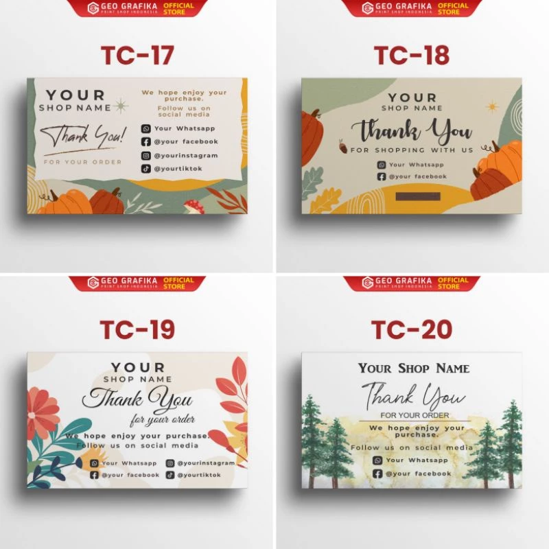 Thank You Card / Kartu Ucapan Terima Kasih Aesthetic Online Shop Custom Free Desain - Geo Grafika