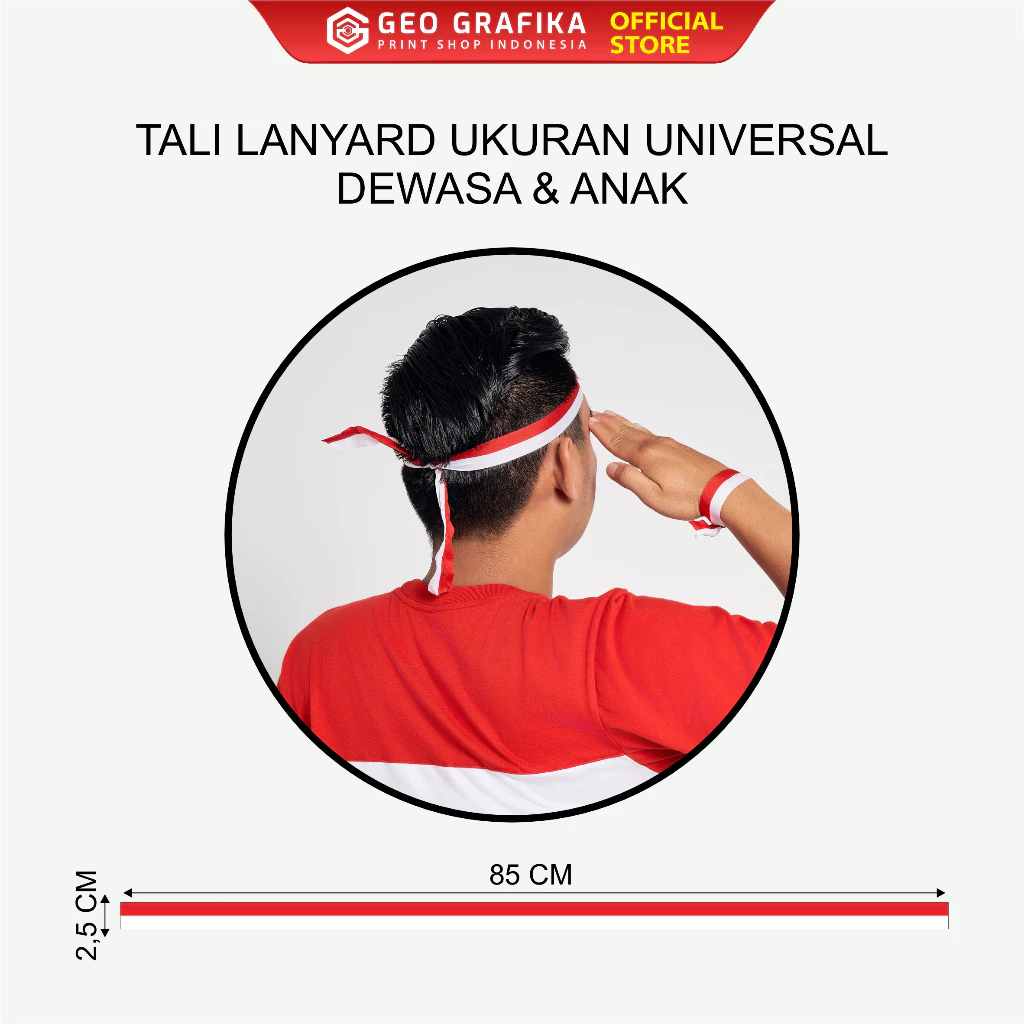 Ikat Kepala Pita Merah Putih Sablon Dirgahayu Indonesia - Geo Grafika