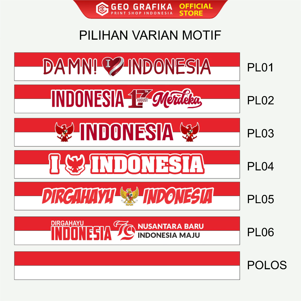 Ikat Kepala Pita Merah Putih Sablon Dirgahayu Indonesia - Geo Grafika